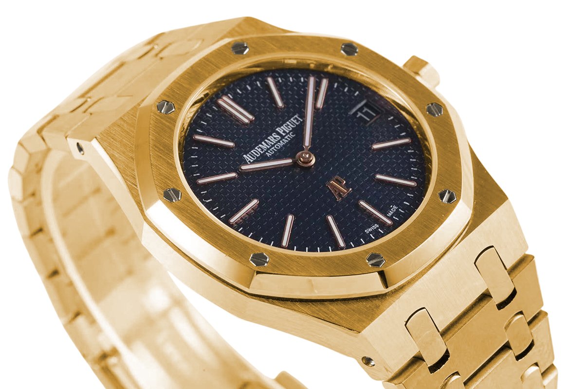 Royal Oak 15202 39mm Blue Dial in Yellow Gold