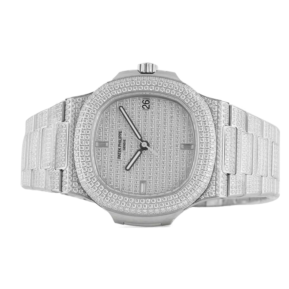 nautilus jumbo 5711 Di*m*nd dial in white gold with paved Di*m*nds