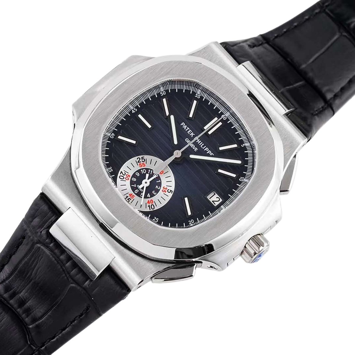 Nautilus 5980/1A-001 Blue Dial in Steel on Leather Strap