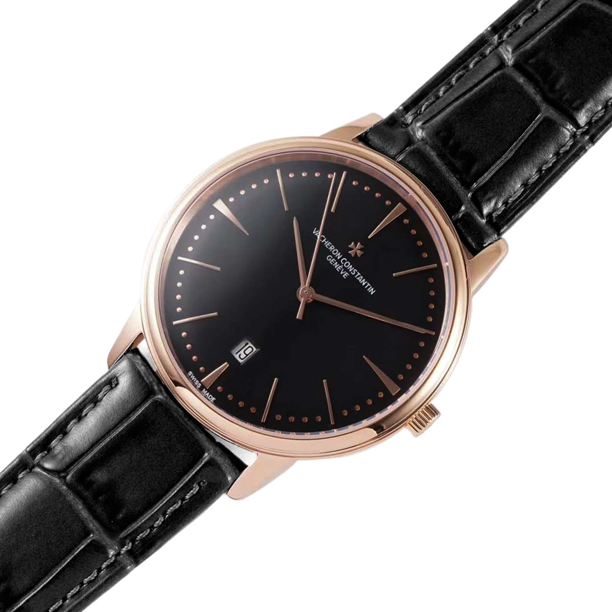 Patrimony Black Dial in Pink Gold Ref: 85180