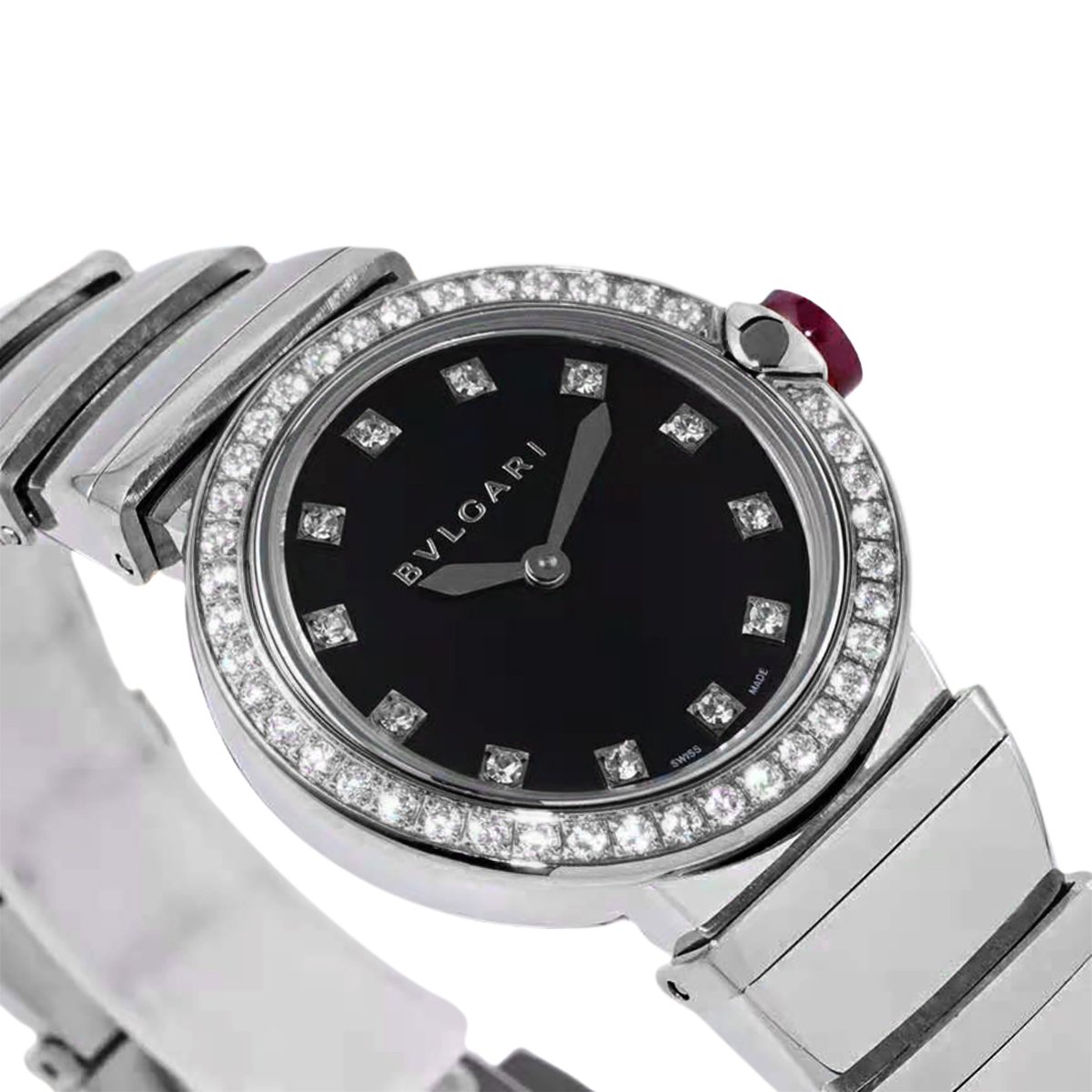 lvcea black dial in steel with Di*m*nd bezel
