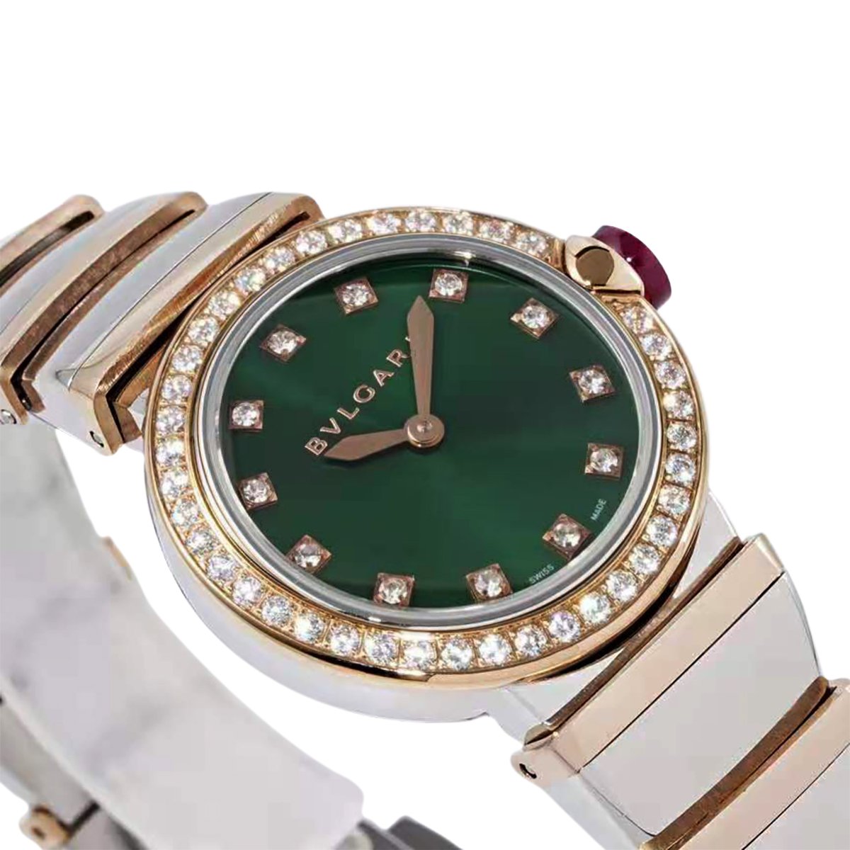 lvcea emerald green dial in rose gold/steel with Di*m*nd bezel