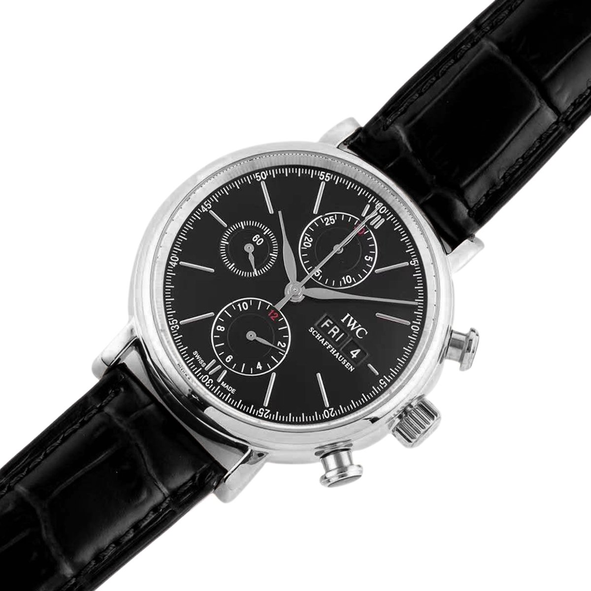 Portofino Chronograph IW391029 Edition “150 Years” Black Dial in Steel