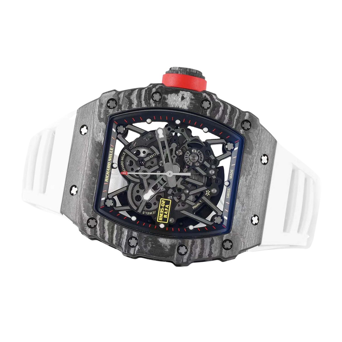 RM 035-02 Rafael Nadal NTPT Carbon on White Rubber Strap