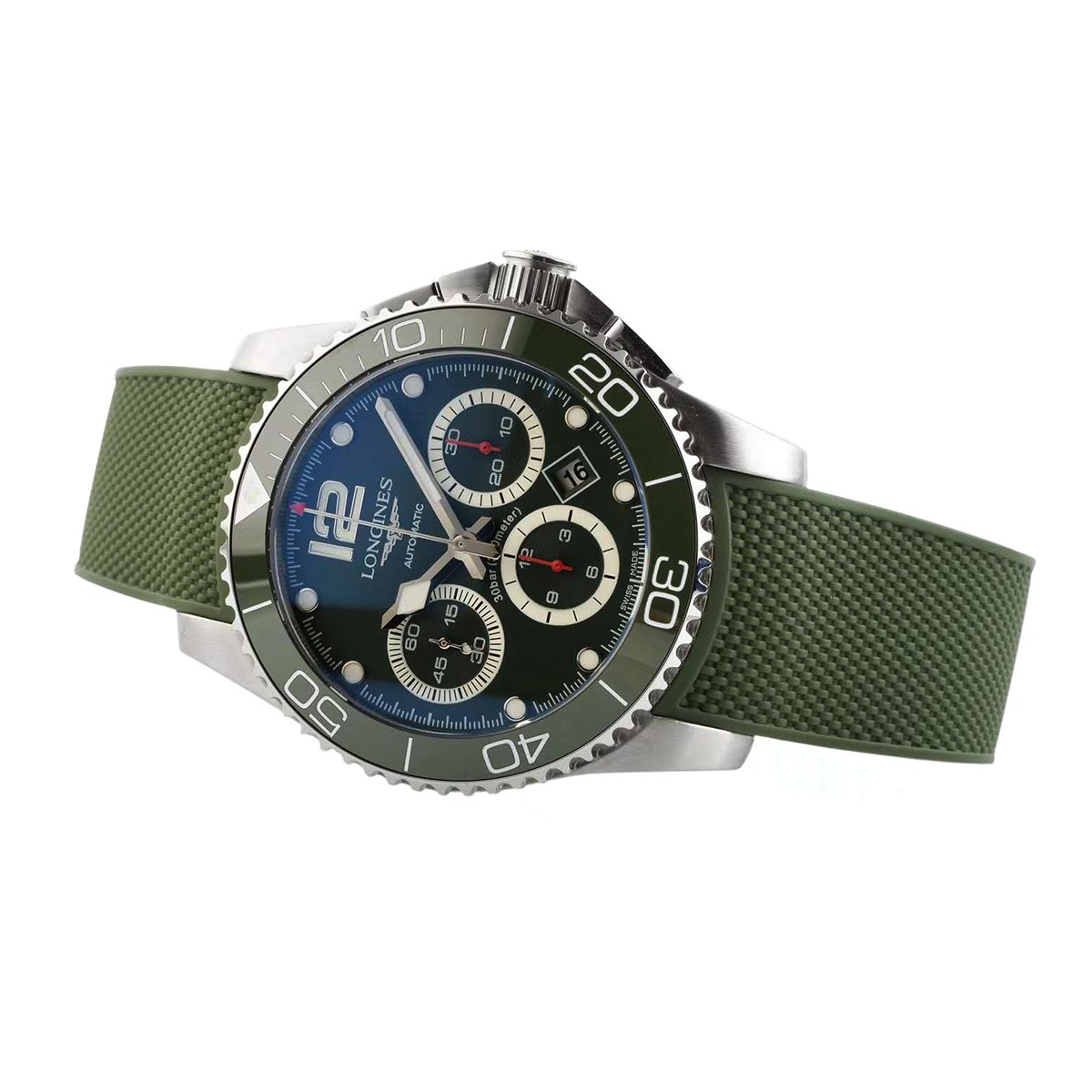 Hydroconquest Green Dial on Rubber Strap
