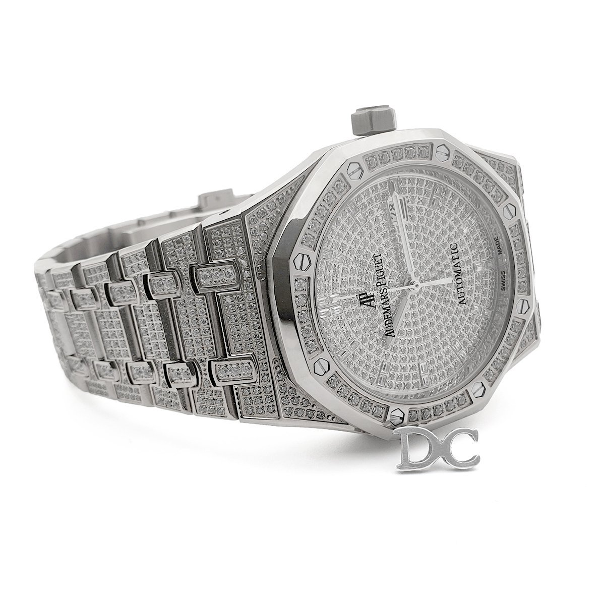 royal oak 41mm 15402 full Di*m*nd paved in white gold on bracelet