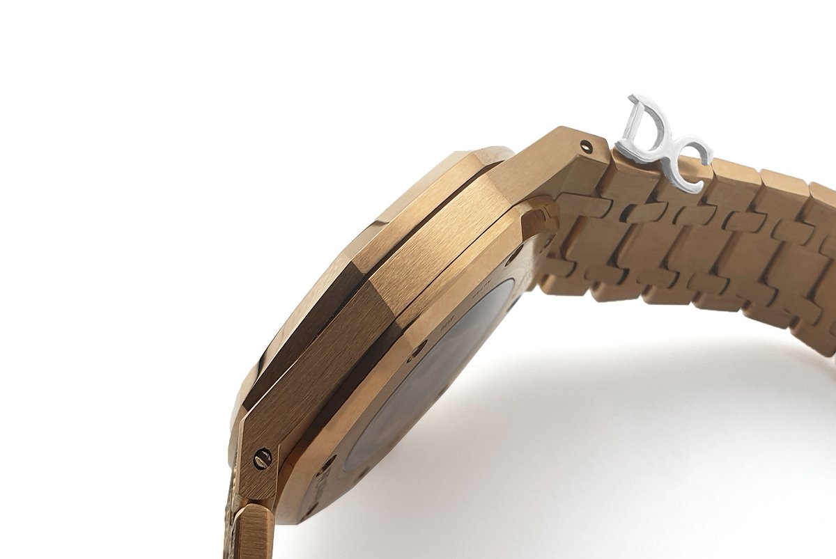 royal oak 41mm 15402or full Di*m*nd paved in pink gold on bracelet