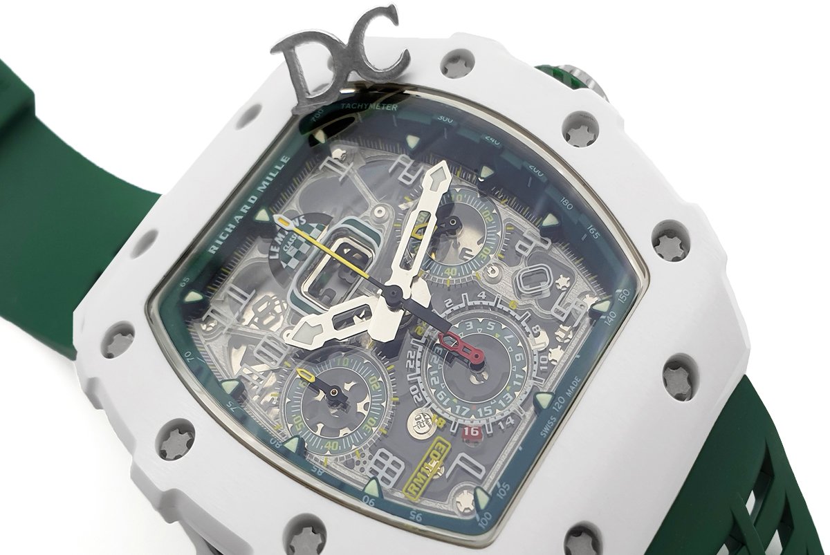 RM 011-02 Le Mans Classic Chronograph in Green on Green Rubber Strap