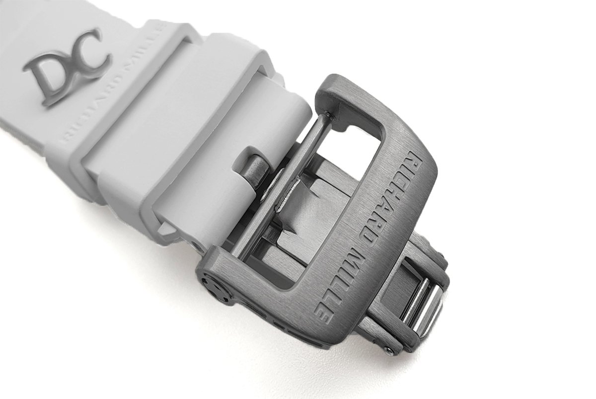 RM 011 Saint Tropez Polo Club White ATZ Ceramic and Titanium on White Rubber Strap