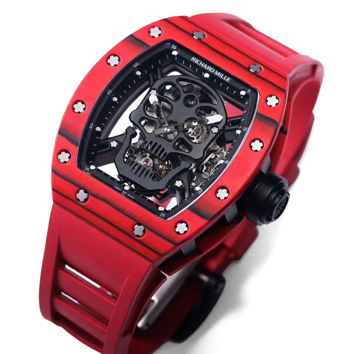 RM 052-01 Tourbillon Black Skull in Red NTPT Carbon