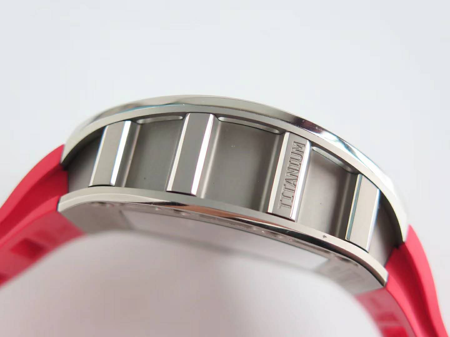 RM 052-01 Tourbillon Skull in Titanium on Red Rubber Strap