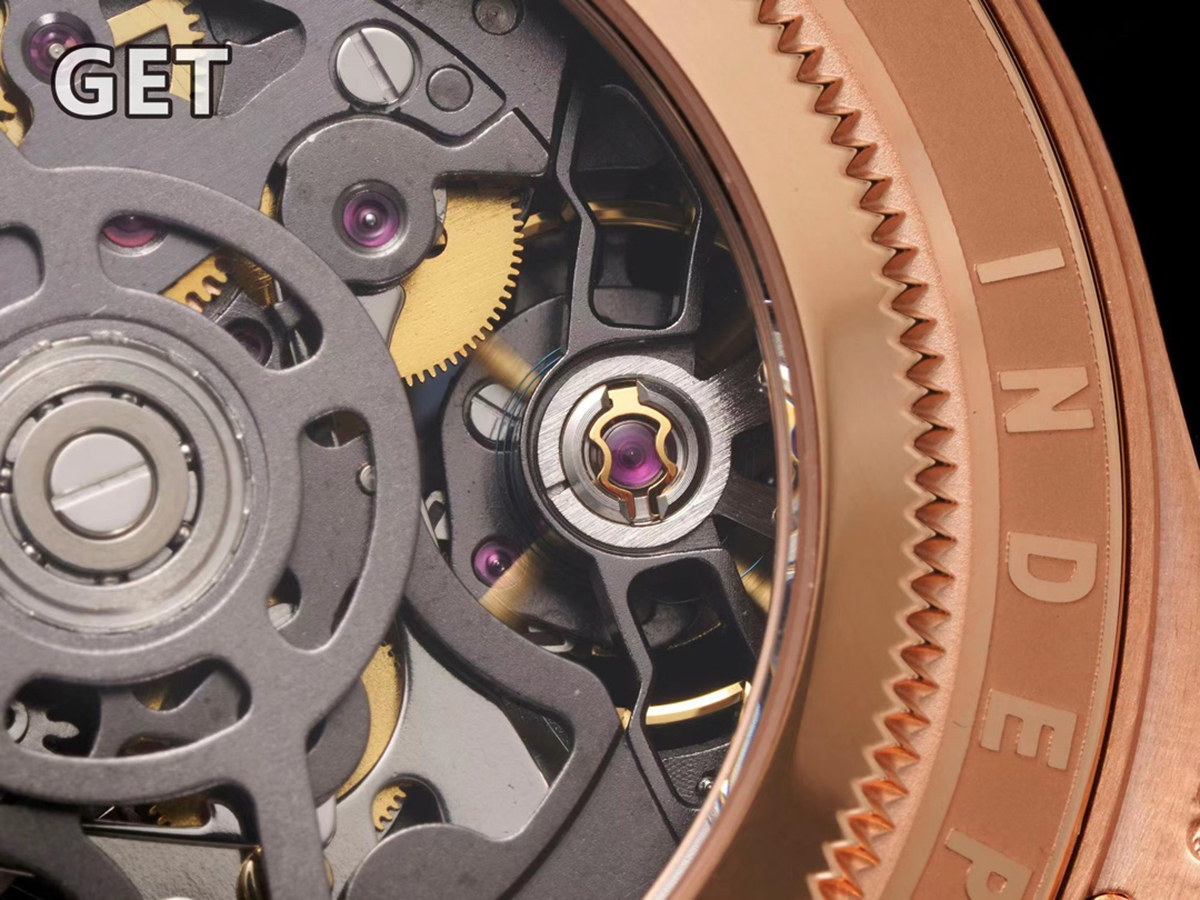 blaken daytona skeleton dial with rainbow Di*m*nd bezel in rose gold