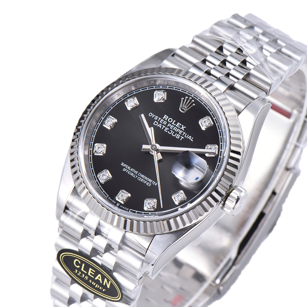 datejust 36 126234 bright black dial with Di*m*nd marker in steel in jubilee bracelet
