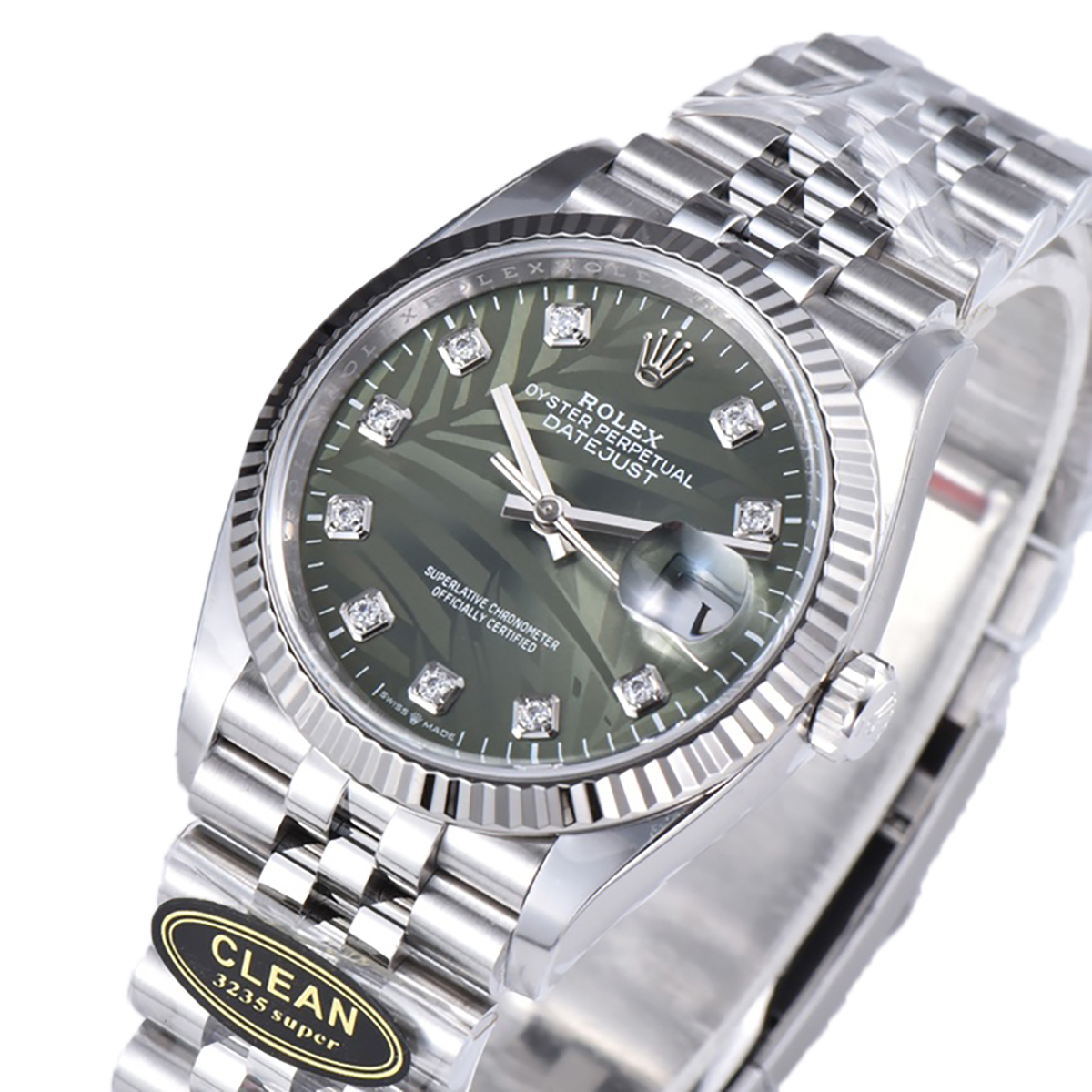 datejust 36 126334 olive green dial with Di*m*nd marker on jubilee bracelet