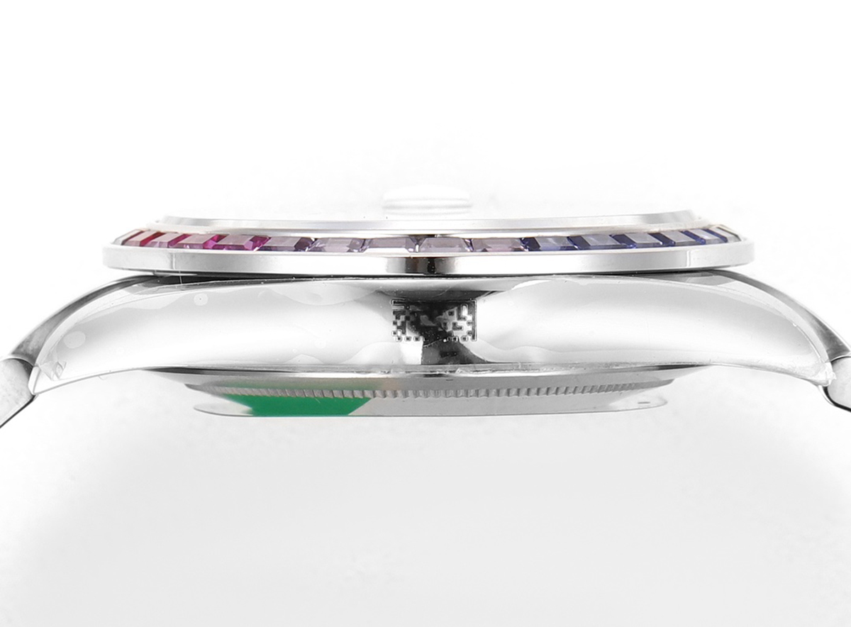 datejust 41 silver dial roman markers with rainbow Di*m*nd bezel in steel on oyster bracelet