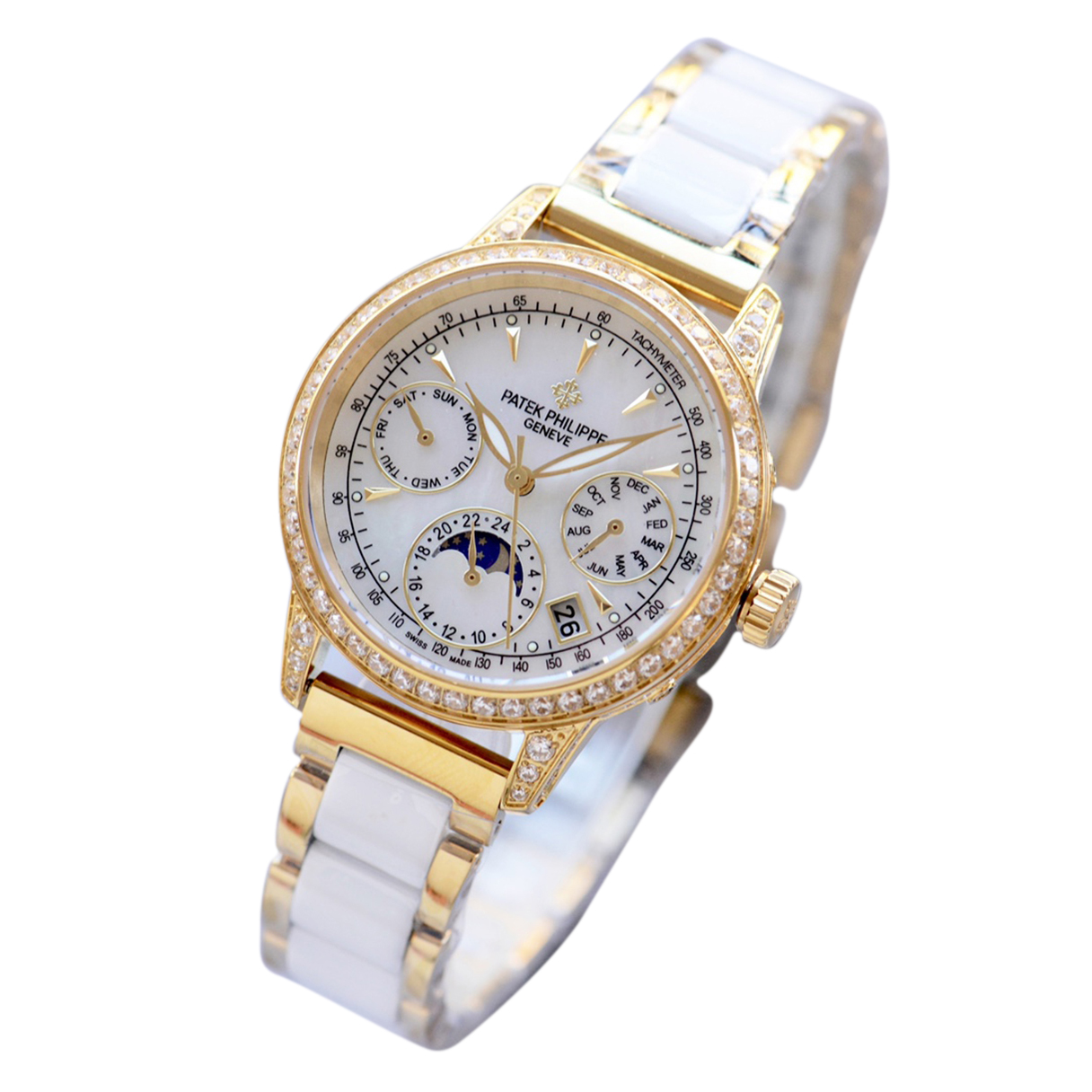 grand complications ladies first perpetual calendar with Di*m*nd bezel in yellow gold