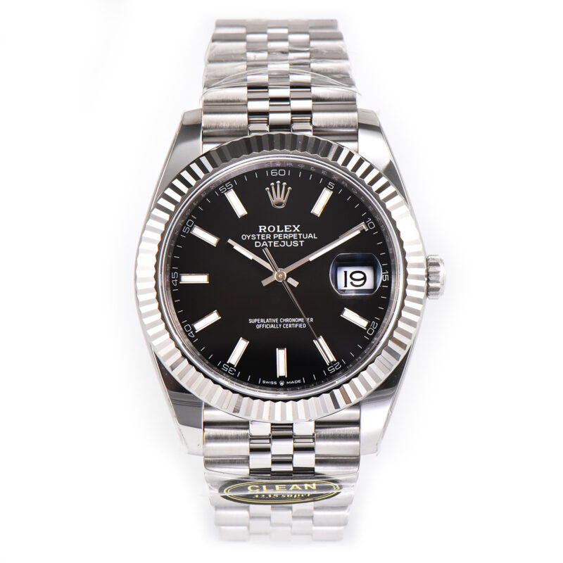 Datejust 41 Black Dial Stick Markers in Steel Clean Factory