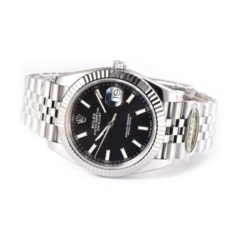 Datejust 41 Black Dial Stick Markers in Steel Clean Factory