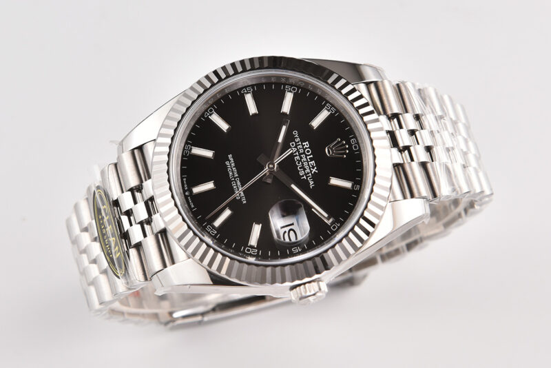 Datejust 41 Black Dial Stick Markers in Steel Clean Factory