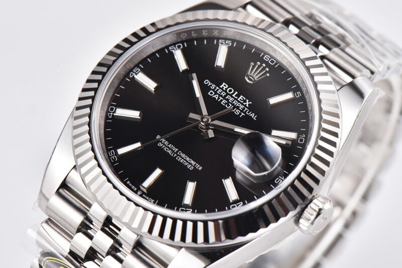 Datejust 41 Black Dial Stick Markers in Steel Clean Factory