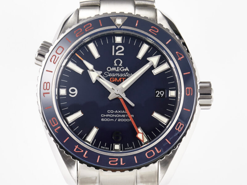 Planet Ocean 600M Co-Axial GMT 43.5mm VSF 1:1 Best Edition Blue Dial Blue Ceramic Bezel on SS Bracelet A8605 Super Clone