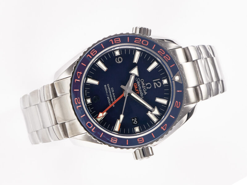 Planet Ocean 600M Co-Axial GMT 43.5mm VSF 1:1 Best Edition Blue Dial Blue Ceramic Bezel on SS Bracelet A8605 Super Clone