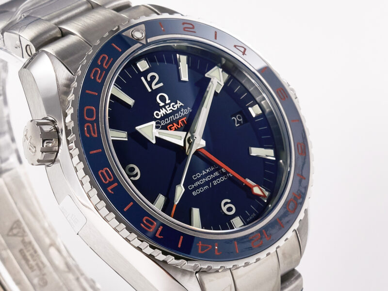 Planet Ocean 600M Co-Axial GMT 43.5mm VSF 1:1 Best Edition Blue Dial Blue Ceramic Bezel on SS Bracelet A8605 Super Clone