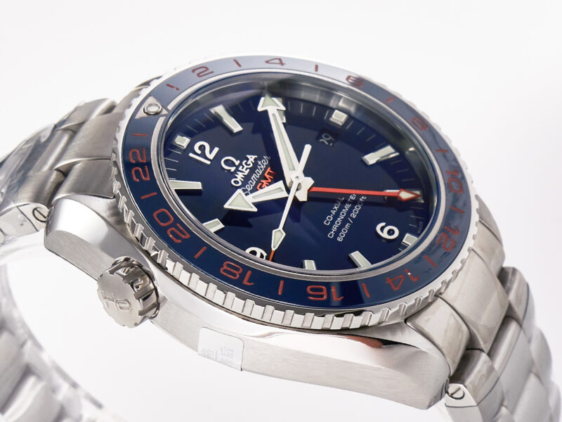 Planet Ocean 600M Co-Axial GMT 43.5mm VSF 1:1 Best Edition Blue Dial Blue Ceramic Bezel on SS Bracelet A8605 Super Clone
