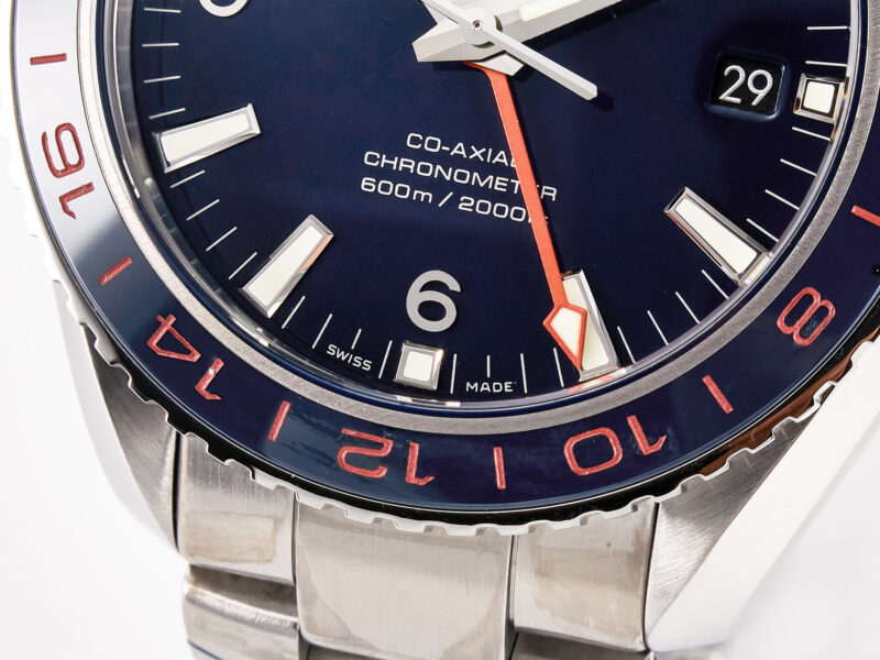 Planet Ocean 600M Co-Axial GMT 43.5mm VSF 1:1 Best Edition Blue Dial Blue Ceramic Bezel on SS Bracelet A8605 Super Clone