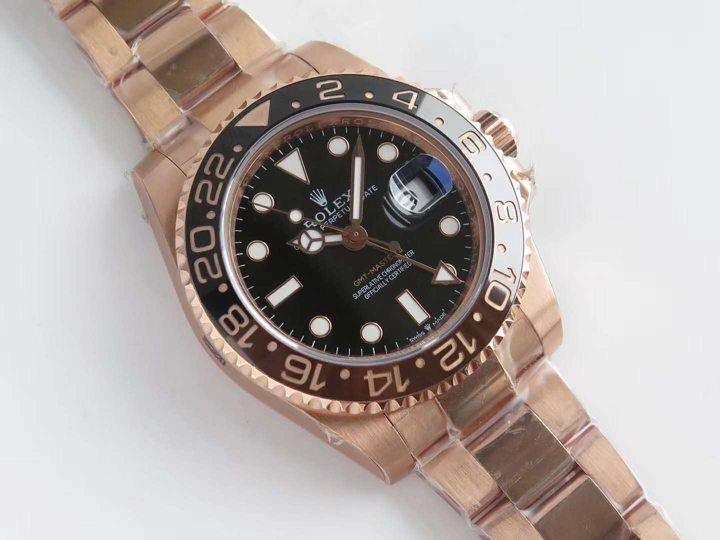 GMT Master II 126715 CHNR Clean Facctory “Rootbeer” in Rose Gold